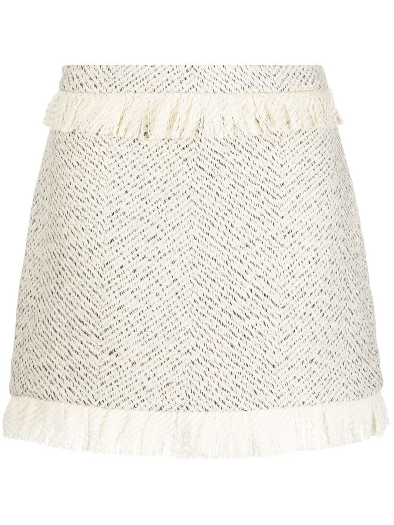 fringe-detail tweed mini skirt 1