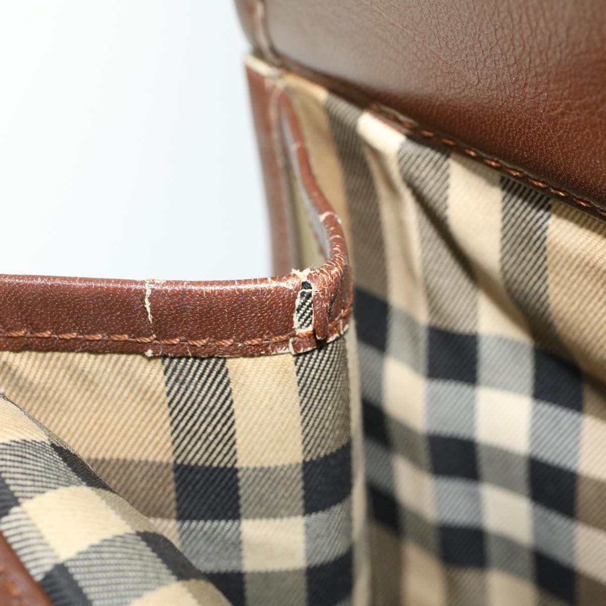 Burberry Hand Bag Canvas Leather Brown Beige - 11