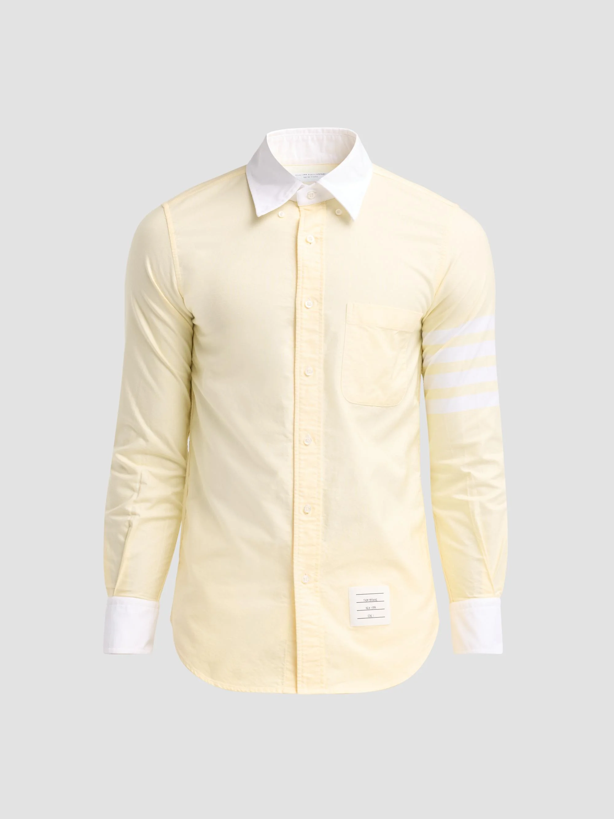 Men's Engineered 4-Bar Linen Straight-Fit Shirt - Medium Yellow - 1