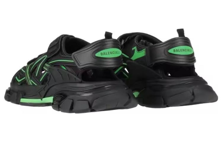 (WMNS) Balenciaga Track 2.0 Sandals 'Black Green' 617543W3AJ11030 - 2