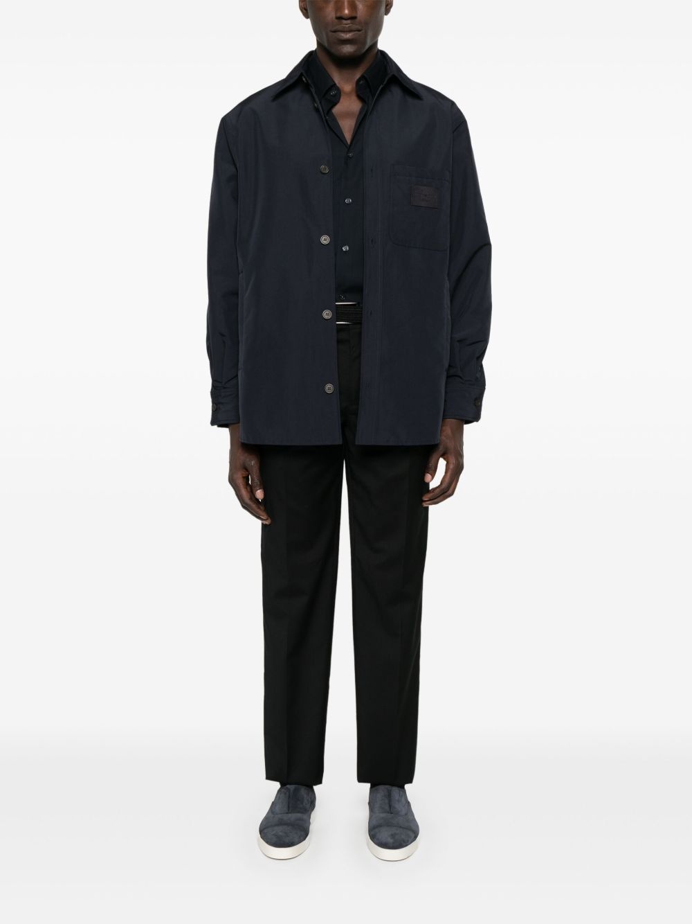 logo-patch shirt jacket - 2