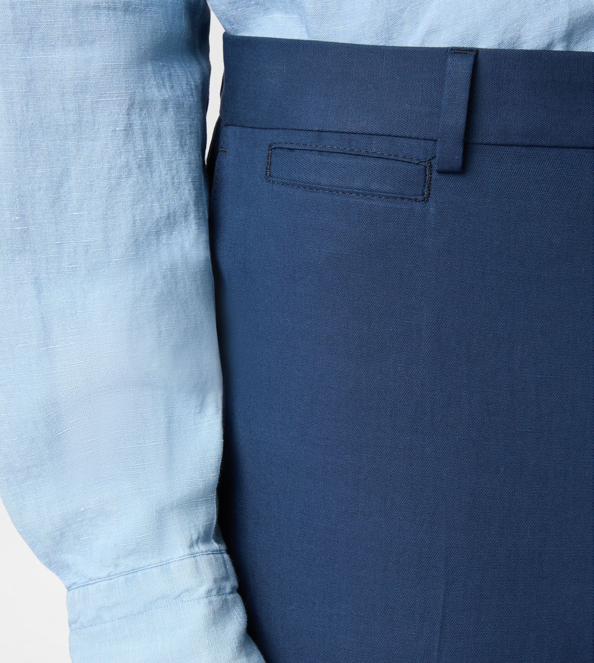 PANTS IN LINEN BLEND TWILL - BLUE - 4