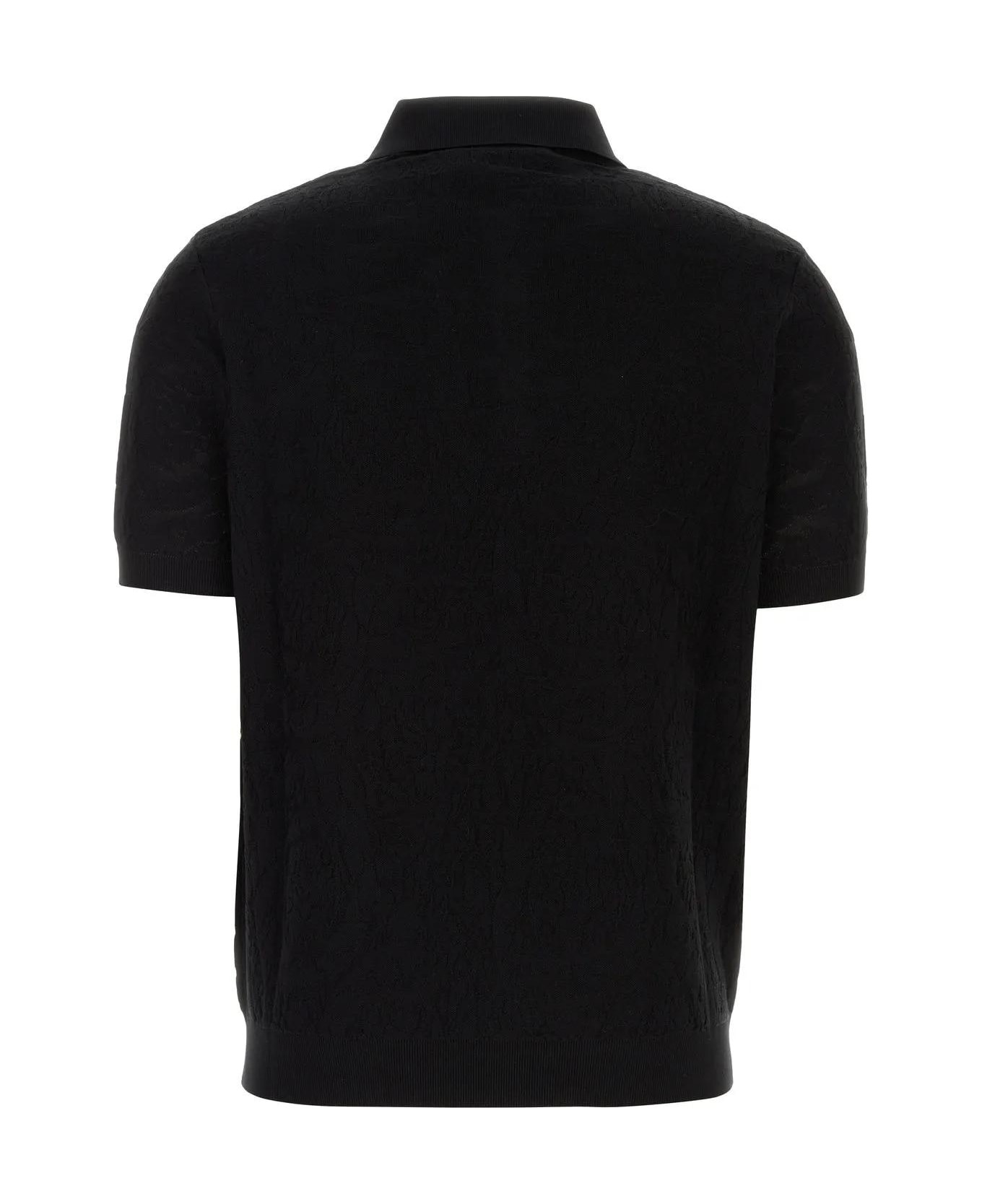 Black Silk Blend Polo Shirt - 2
