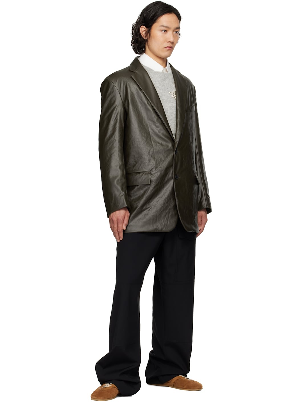 Black Wool Cargo Pants - 4