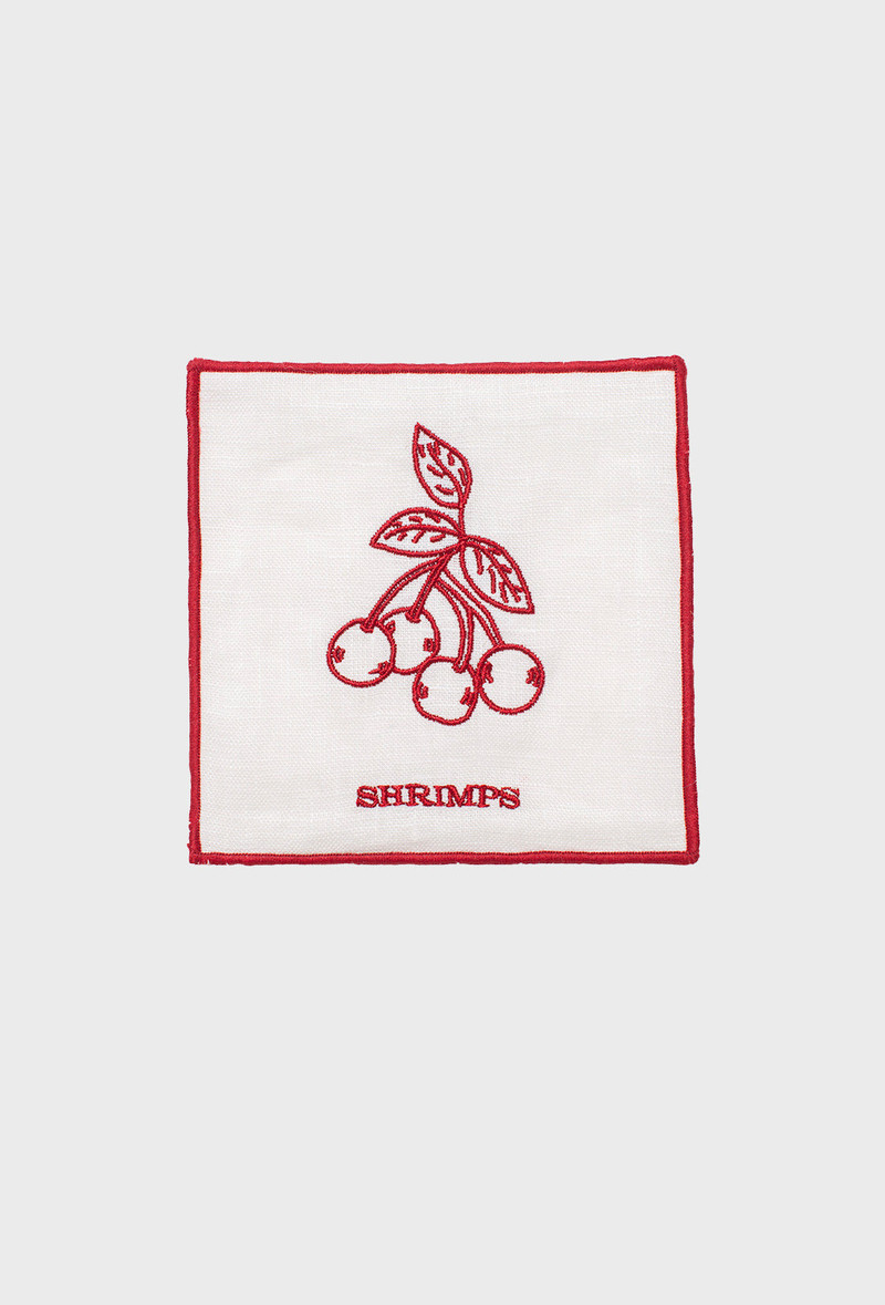 Meadow Set of 4 Coasters - Cream/Rose Red 5