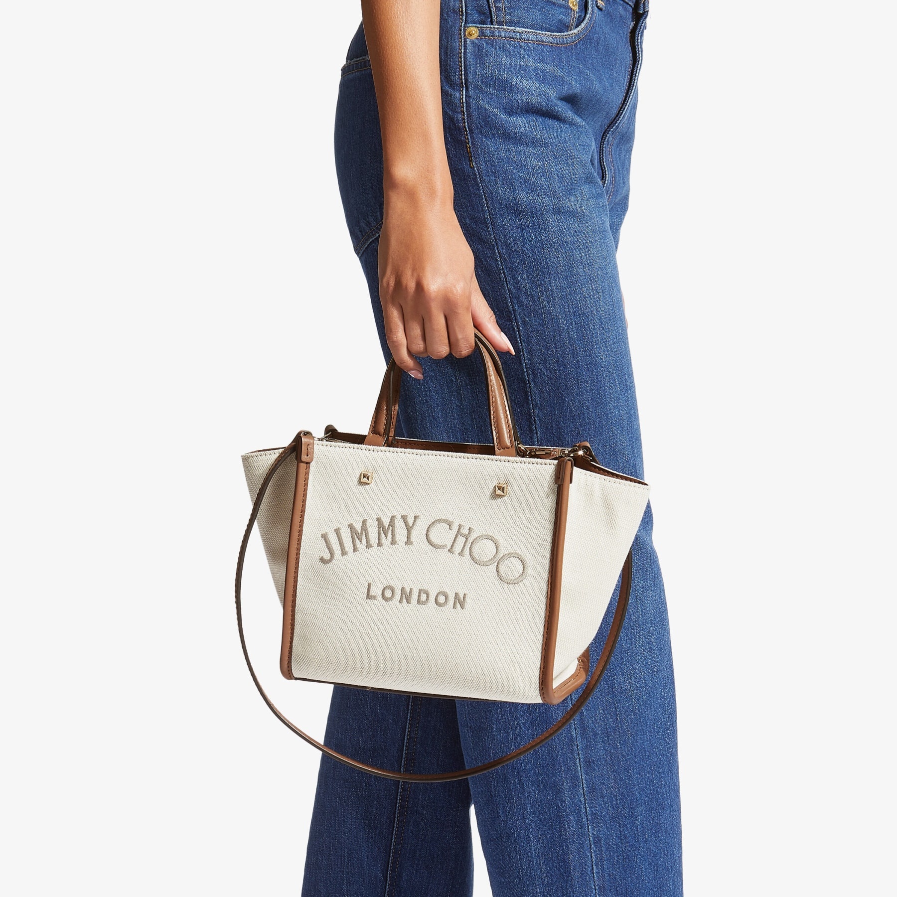 Varenne Tote S
Natural Recycled Cotton Canvas and Tan Leather Logo Tote Bag - 3