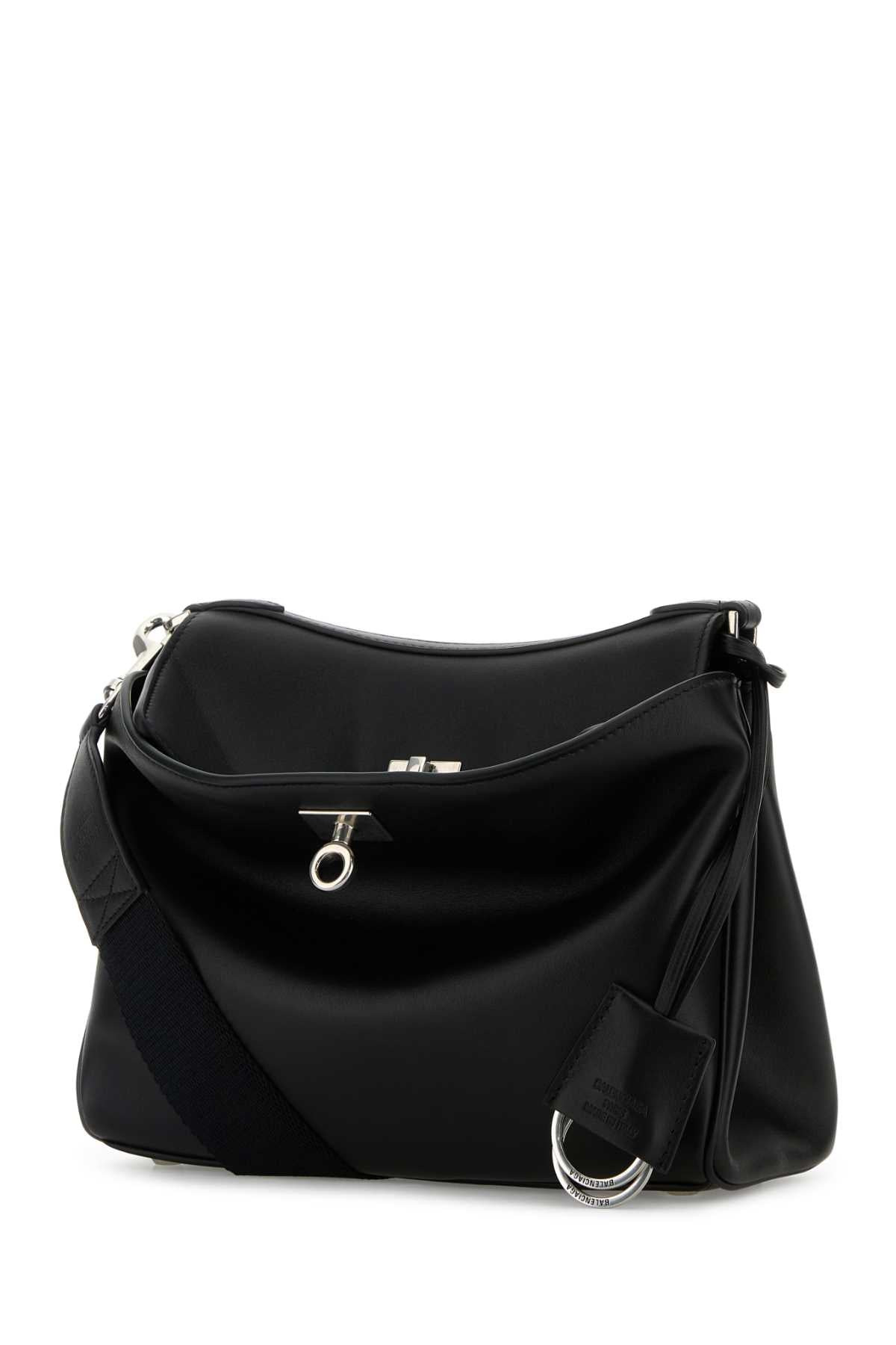 Balenciaga Men Black Leather Small Rodeo Messenger Crossbody Bag - 2