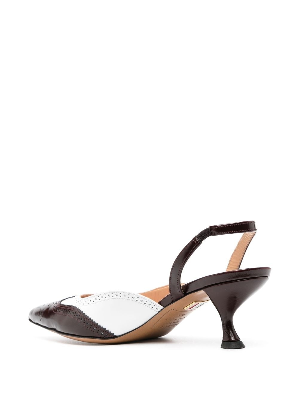 brogue-detailed 70mm slingback pump - 3