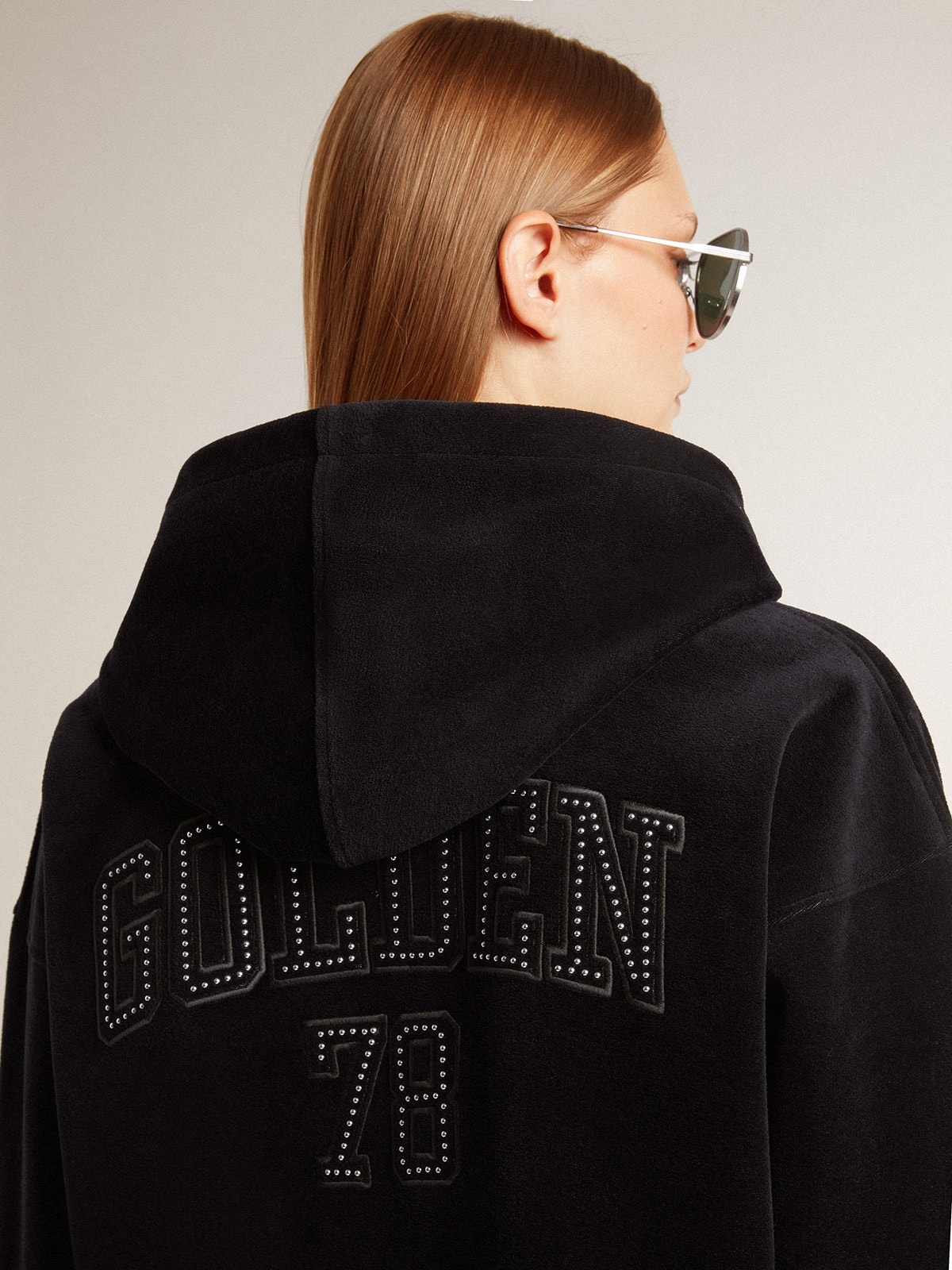 Women’s black chenille sweatshirt with embroidery on the back - 6