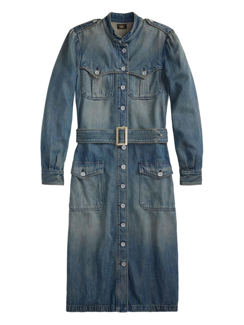 buttoned belted denim dress 1