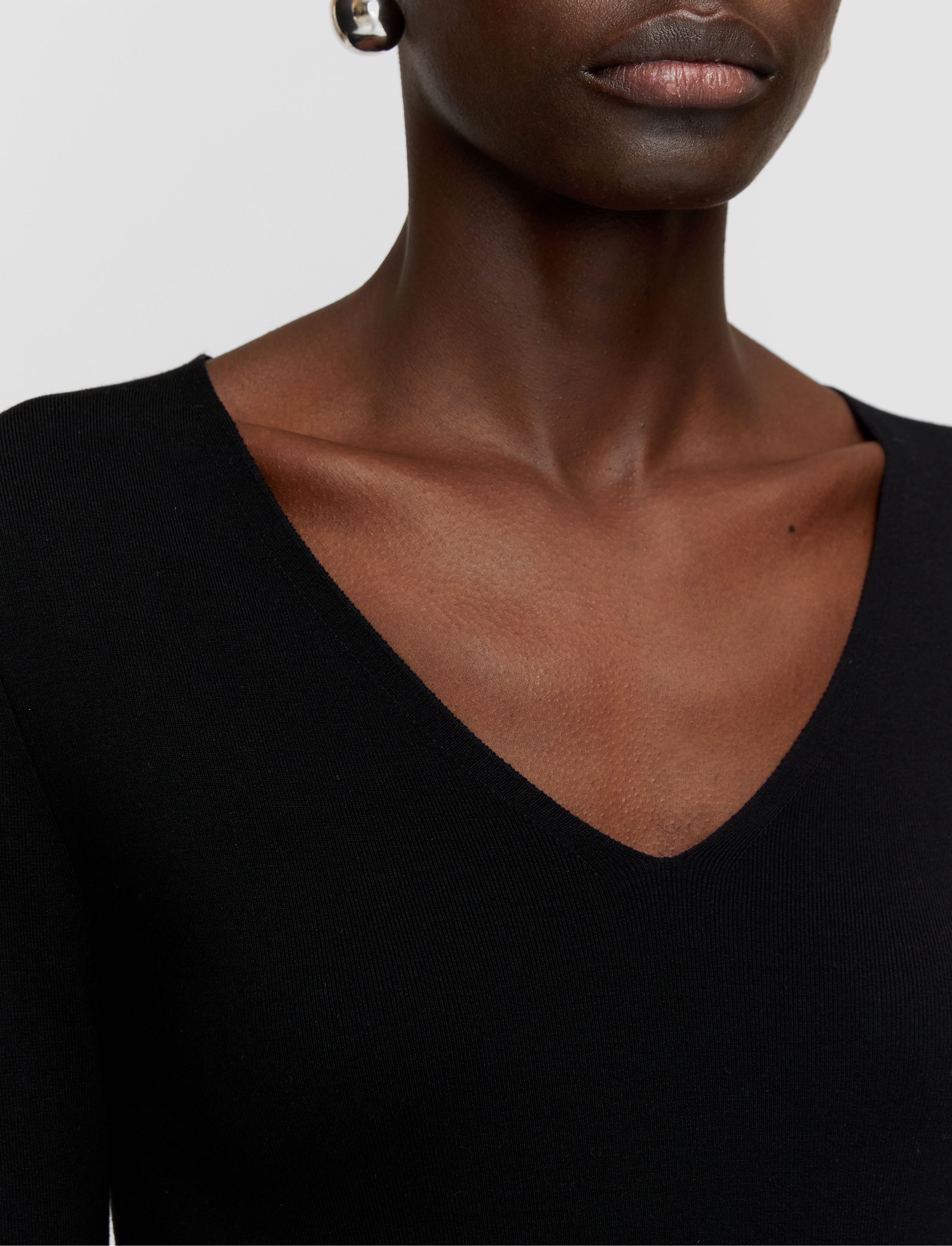 Silk Stretch V Neck Top - 5