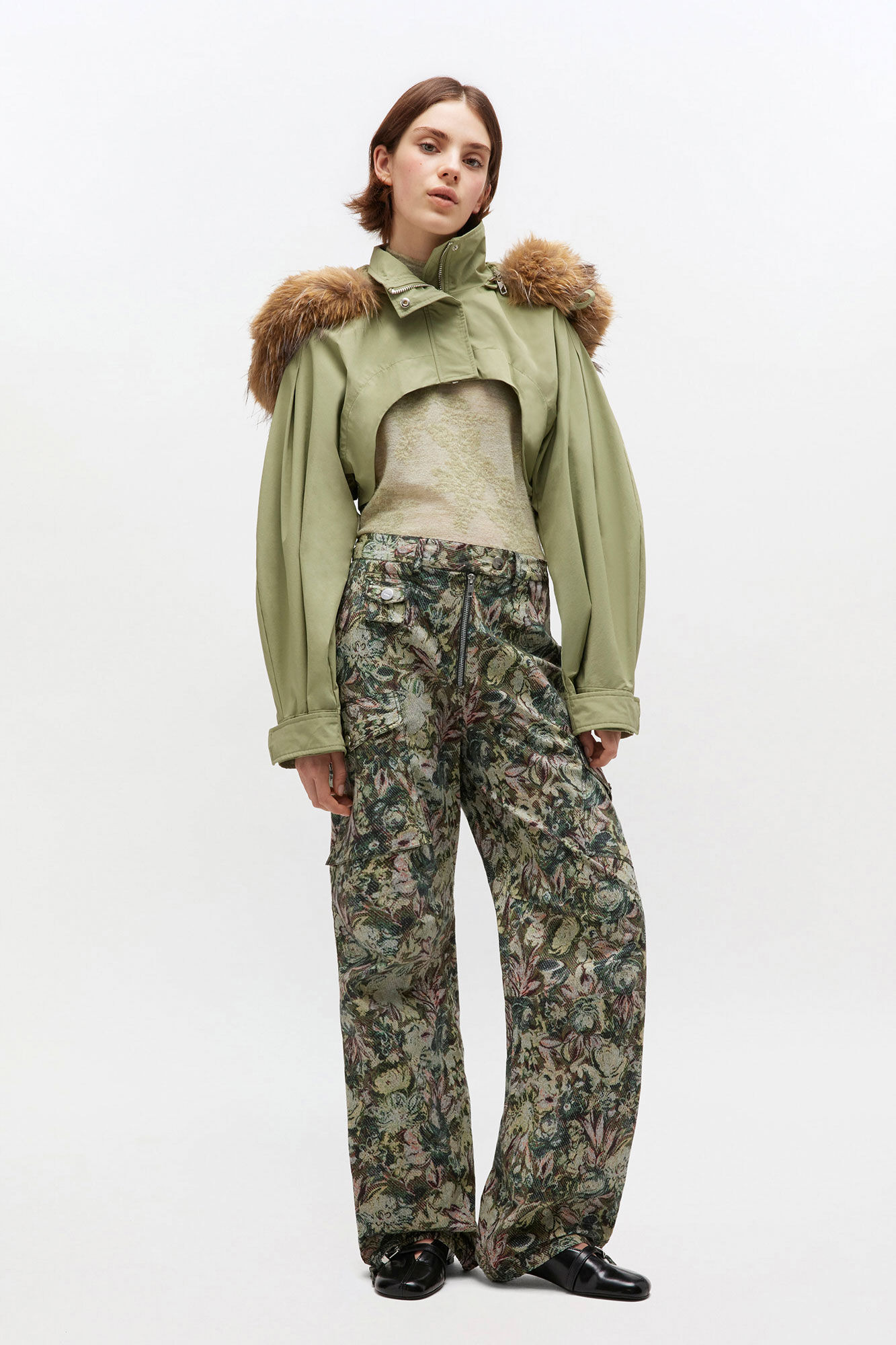 GREEN TRI-LAYER CROPPED JACKET - 3