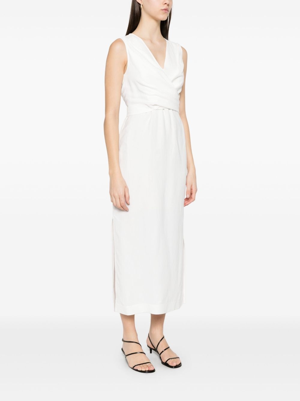 twill wrap midi dress - 3