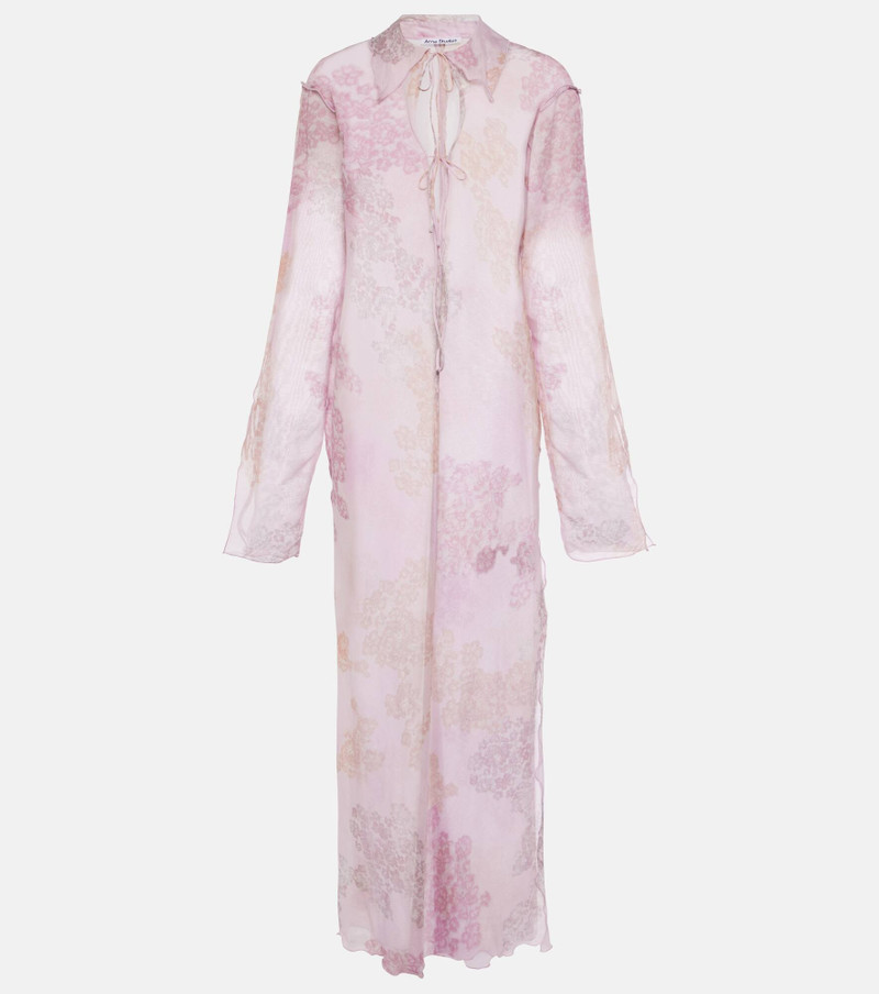 Printed cotton and silk chiffon midi dress - 1