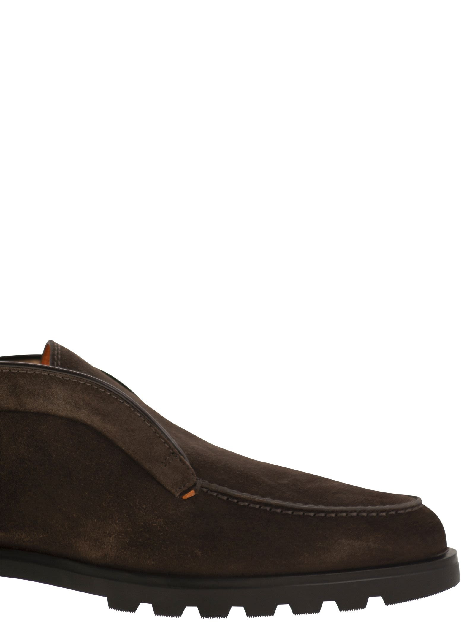 Santoni Men Suede Ankle Boot Without Laces - 6
