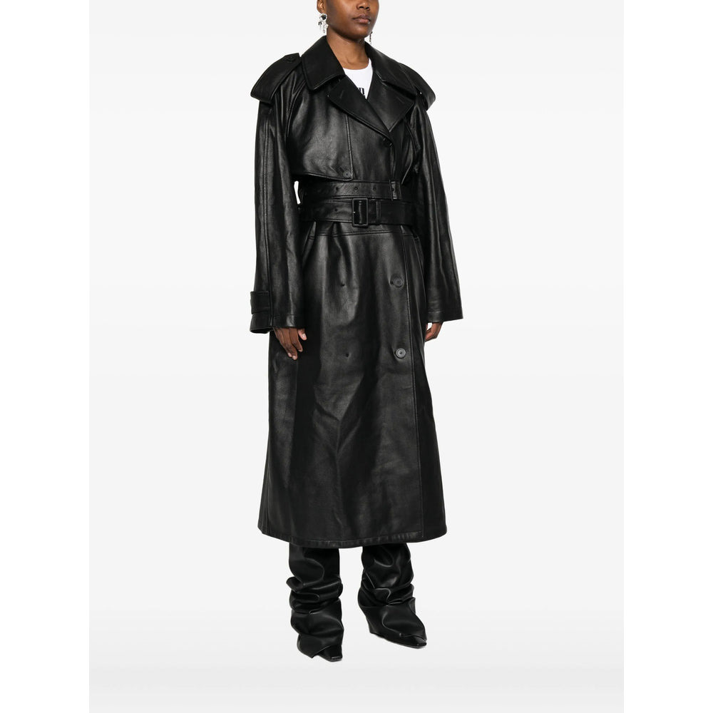 Balenciaga Black Coats - Leather Coats Women - 3