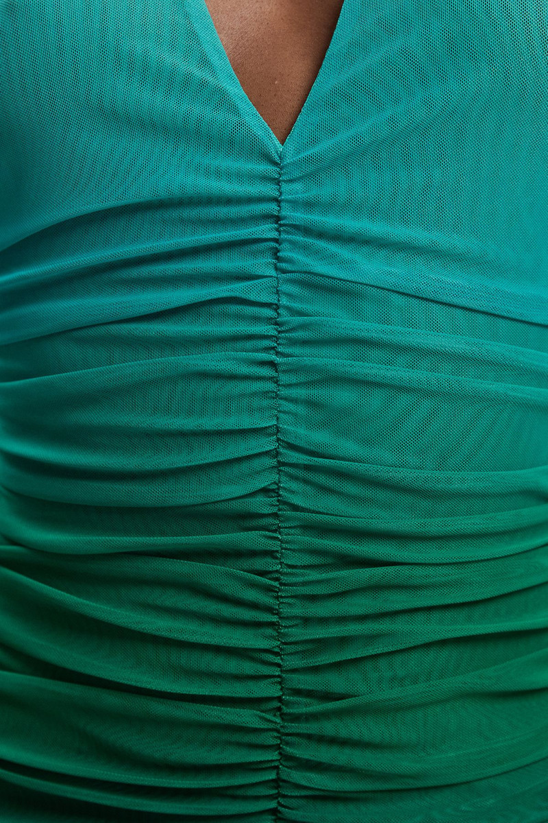 Ombre Mesh Plunge Halter Neck Midi Dress 3