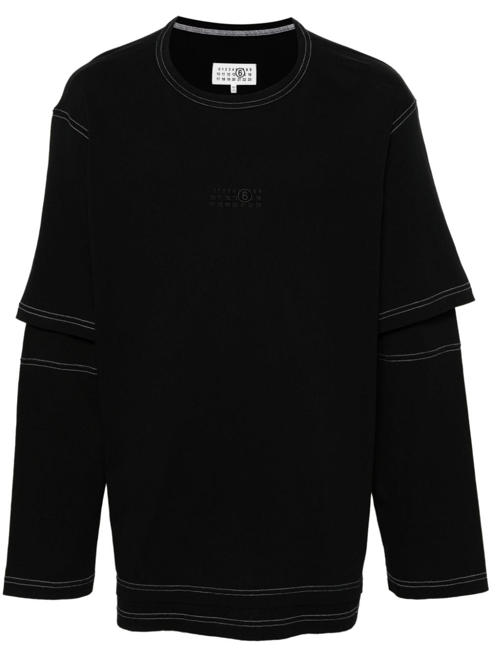layered-design cotton T-shirt - 1