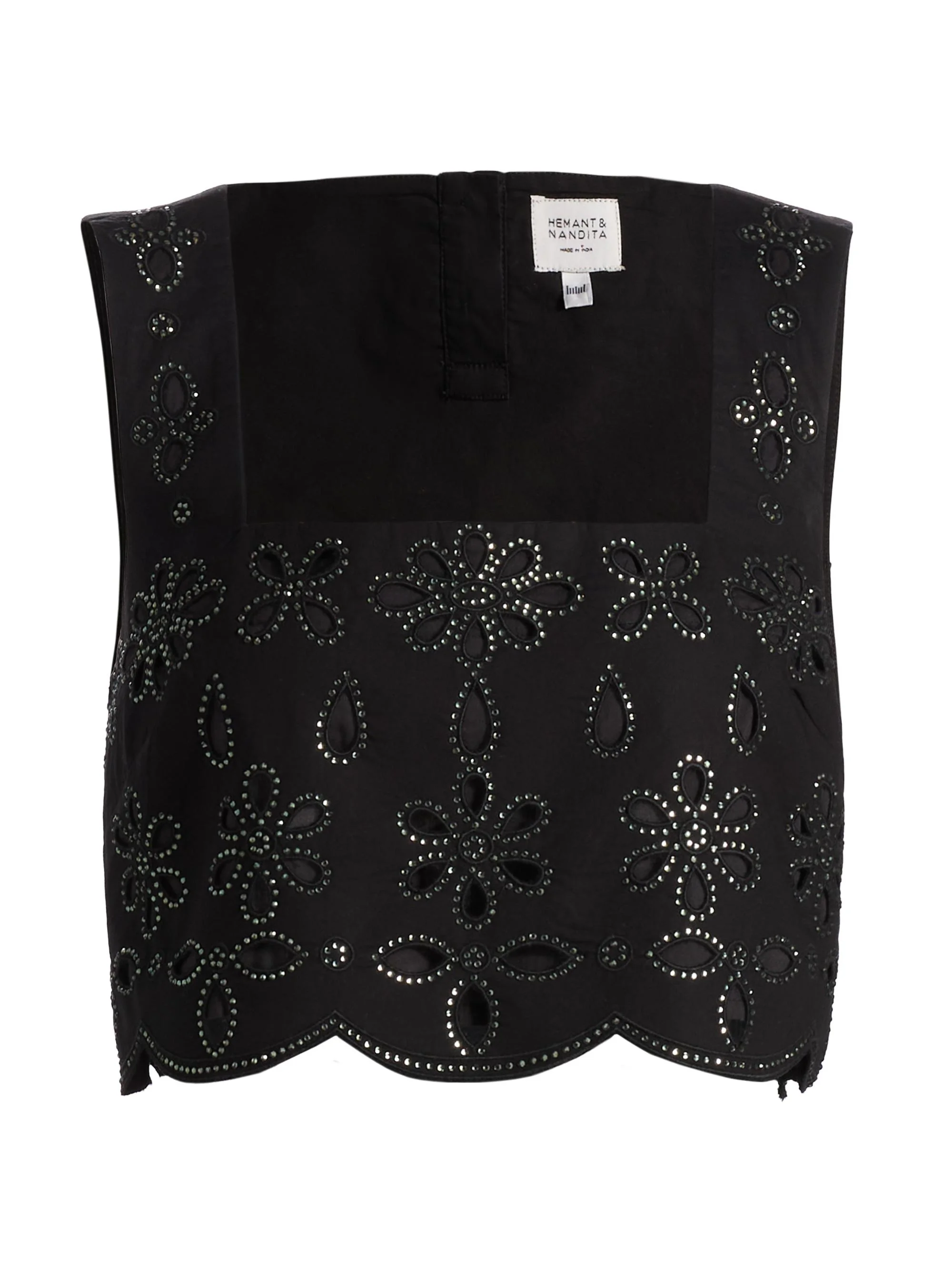Women's Hira Crystal-Embellished Floral Cotton Tank - Black - 1