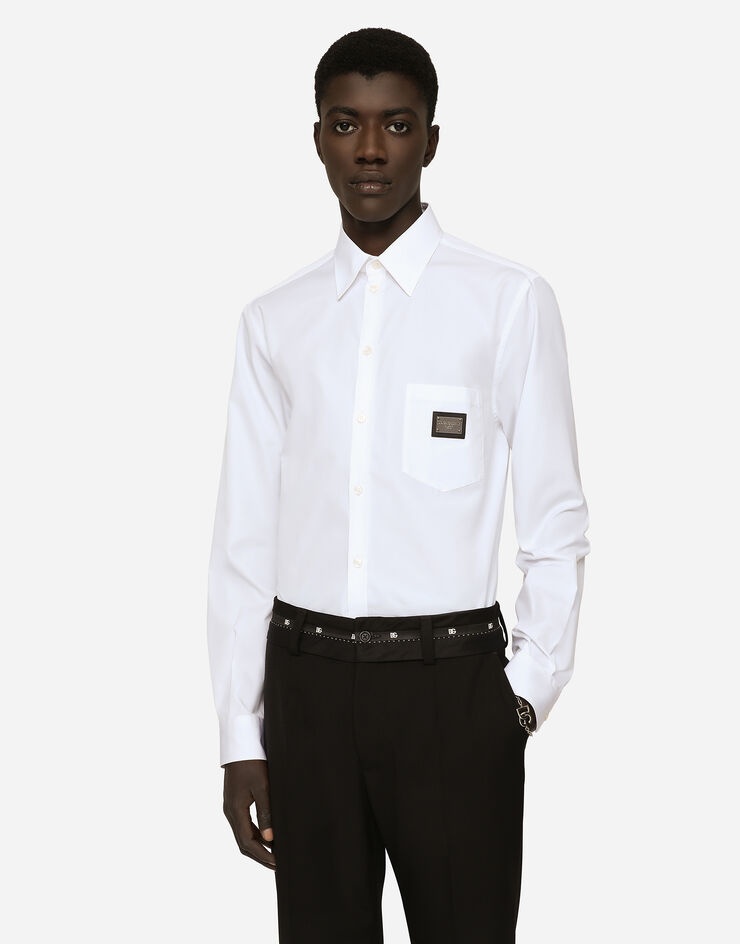 Cotton Martini-fit shirt with branded tag - 1