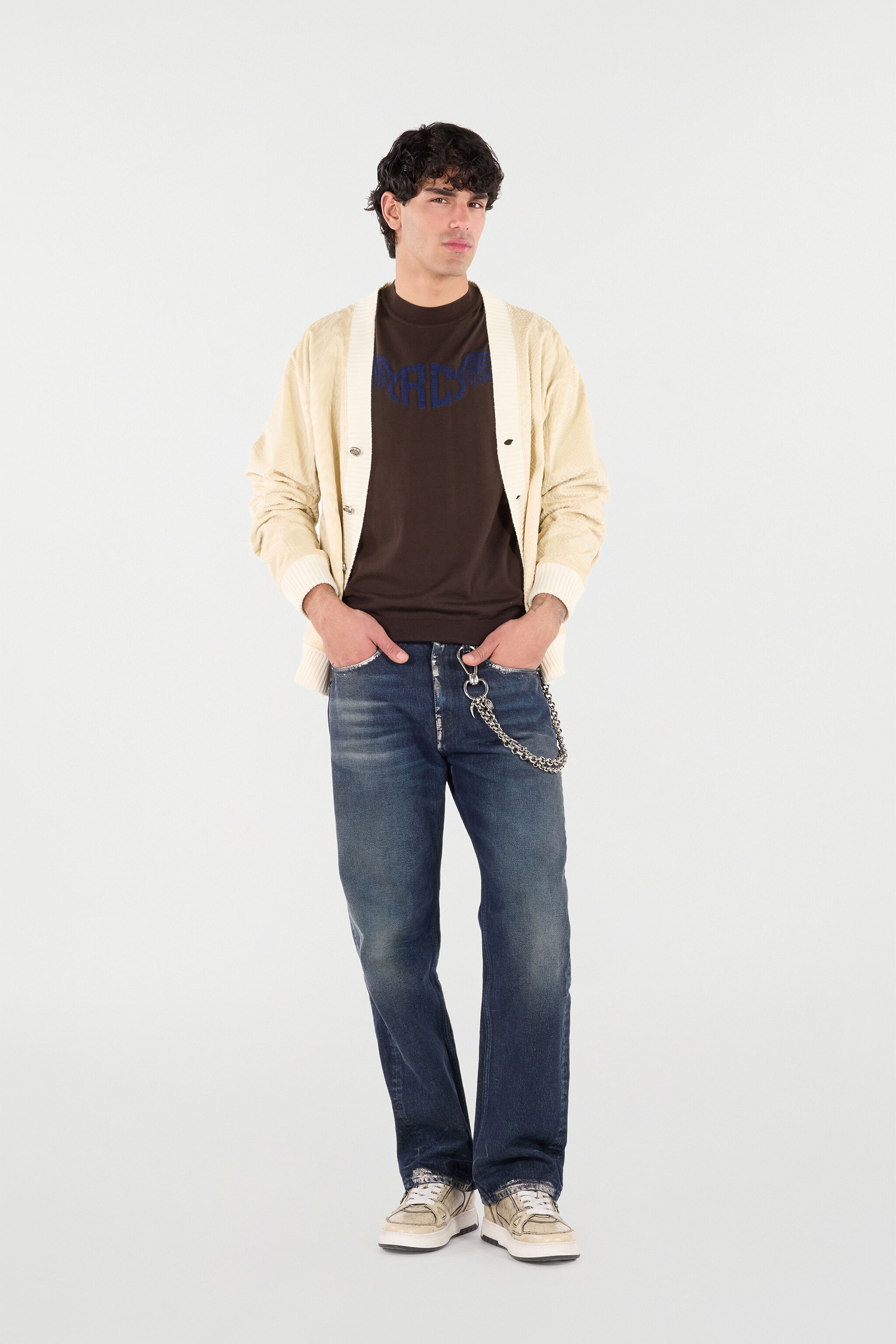 Sandblasted-Effect Jeans With Chain - 2