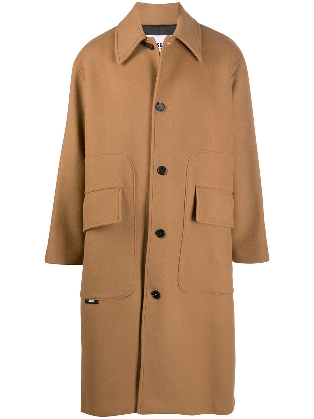 virgin wool mid-length coat - 1