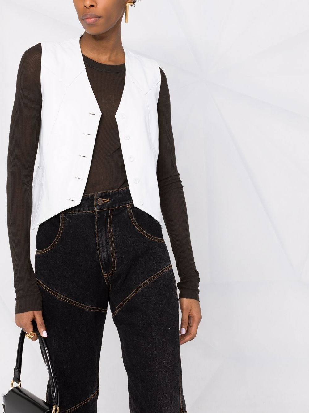 button-down sleeveless vest - 3