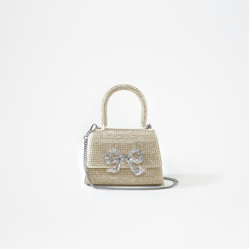 Cream Rhinestone Bow Micro Bag 4