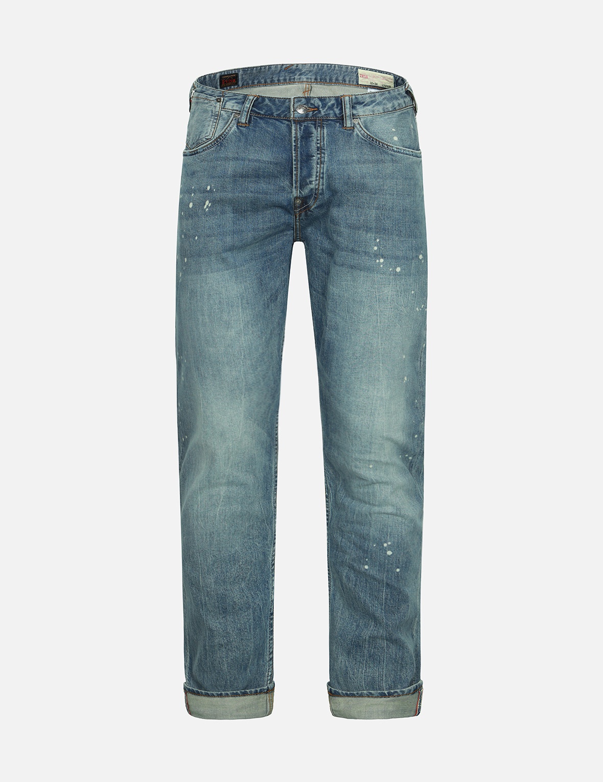 WASHED MULTIPLE DISTRESSED PRINT WITH SPLATTER MARKS CARROT FIT JEANS #2017 - 1