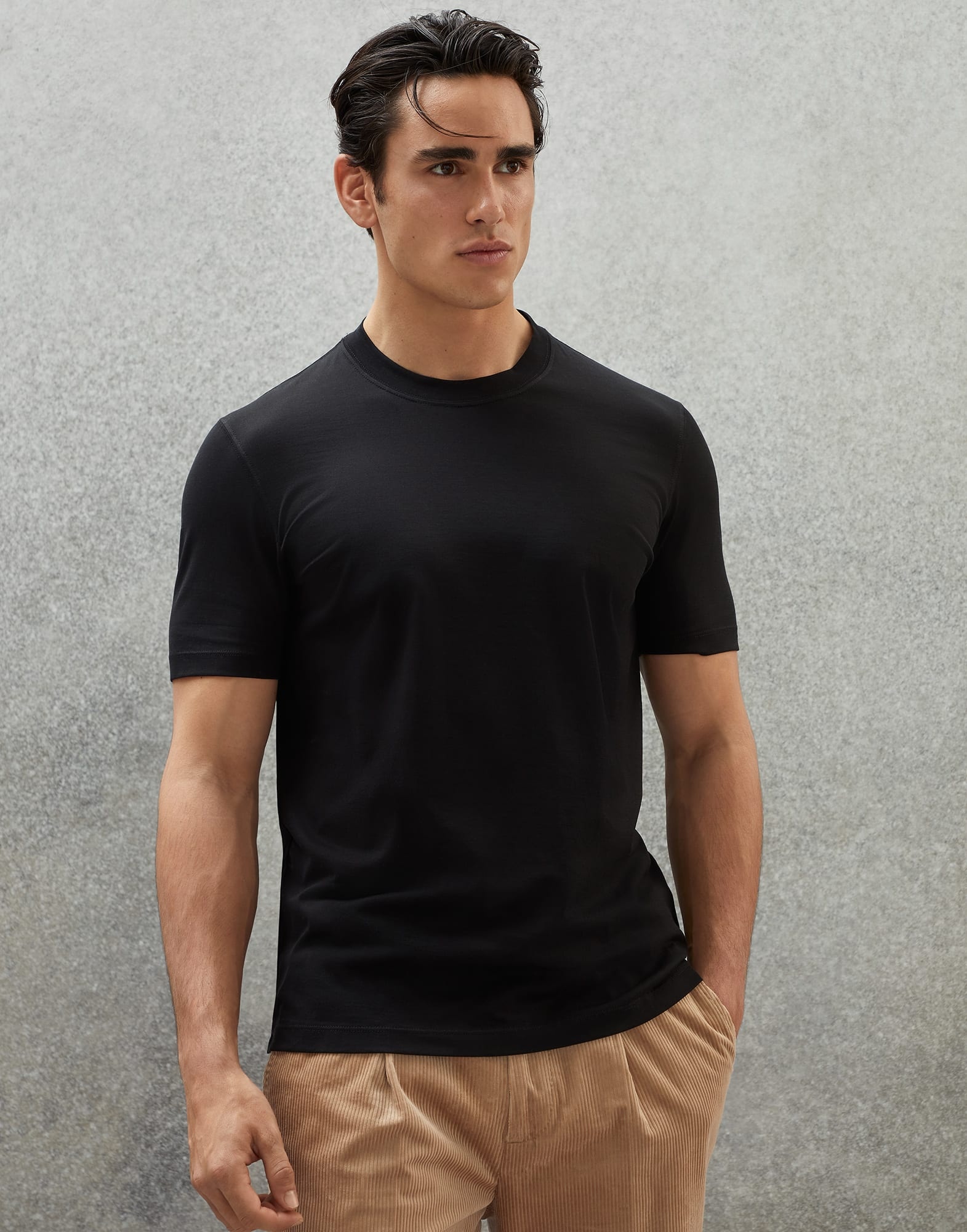 Cotton jersey basic fit crew neck T-shirt - 1