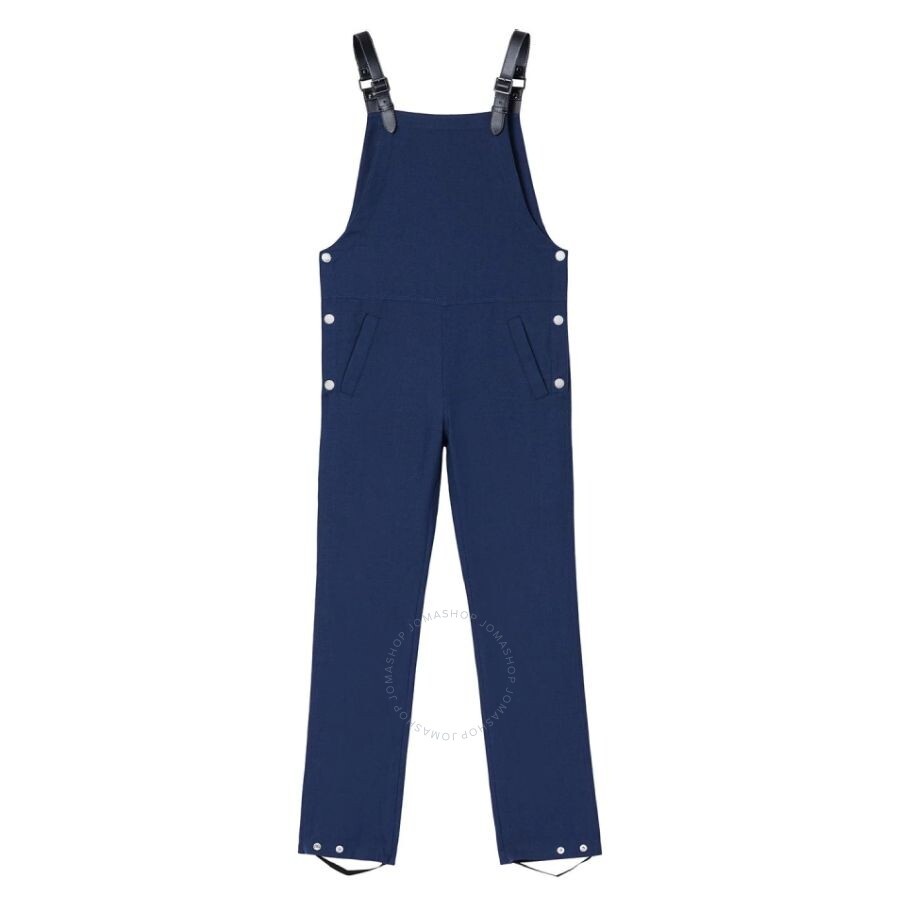 Burberry Dark Canvas Blue Leather-Trim Denim Dungarees - 5