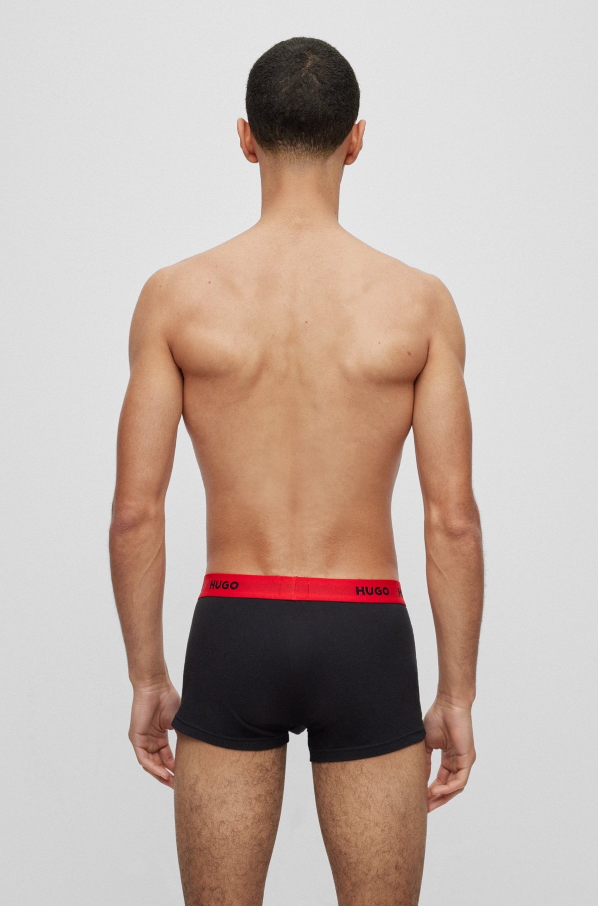 THREE-PACK OF LOGO-WAISTBAND TRUNKS IN STRETCH COTTON - 3