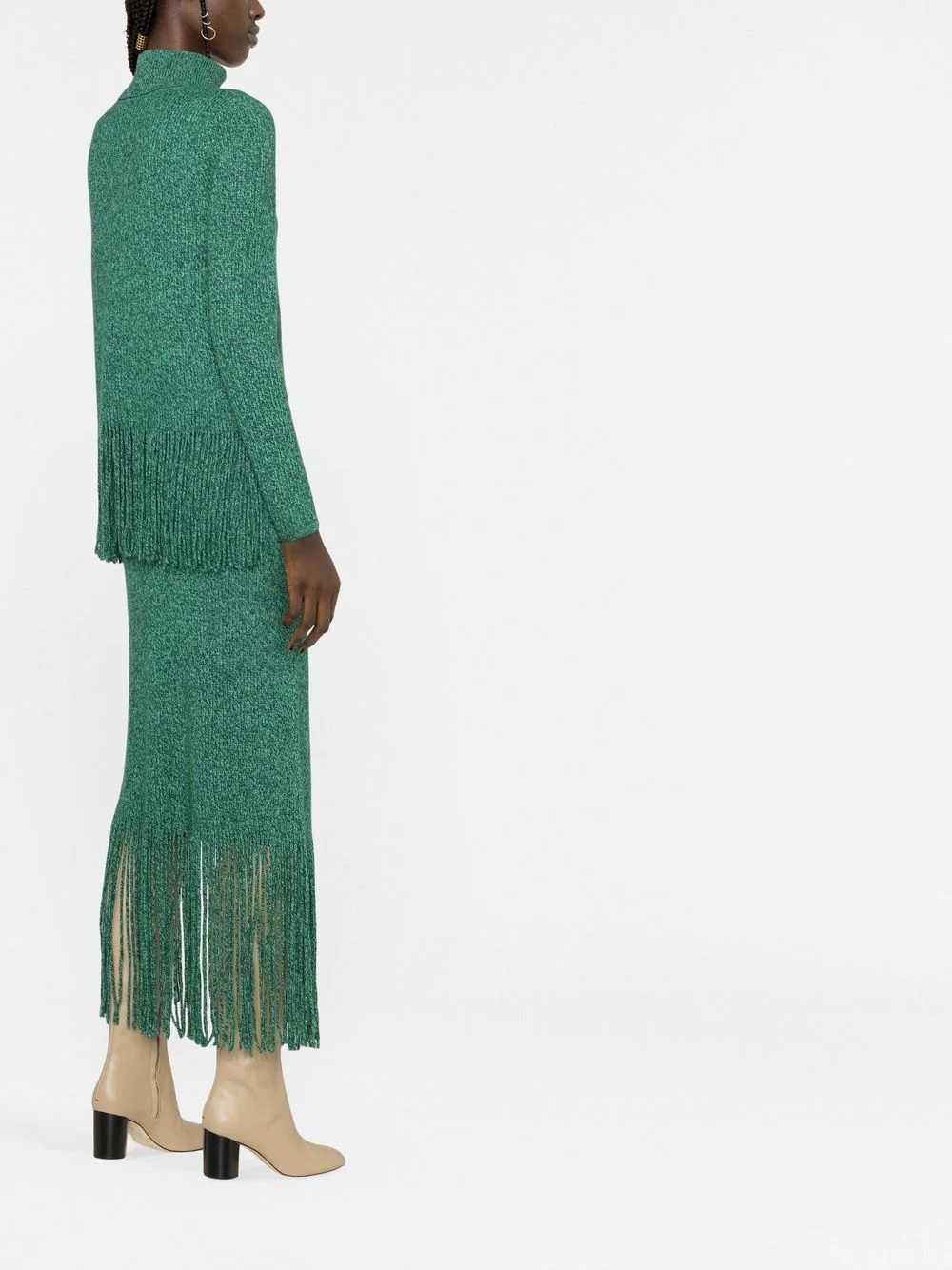 fringed-hem knitted skirt - 3