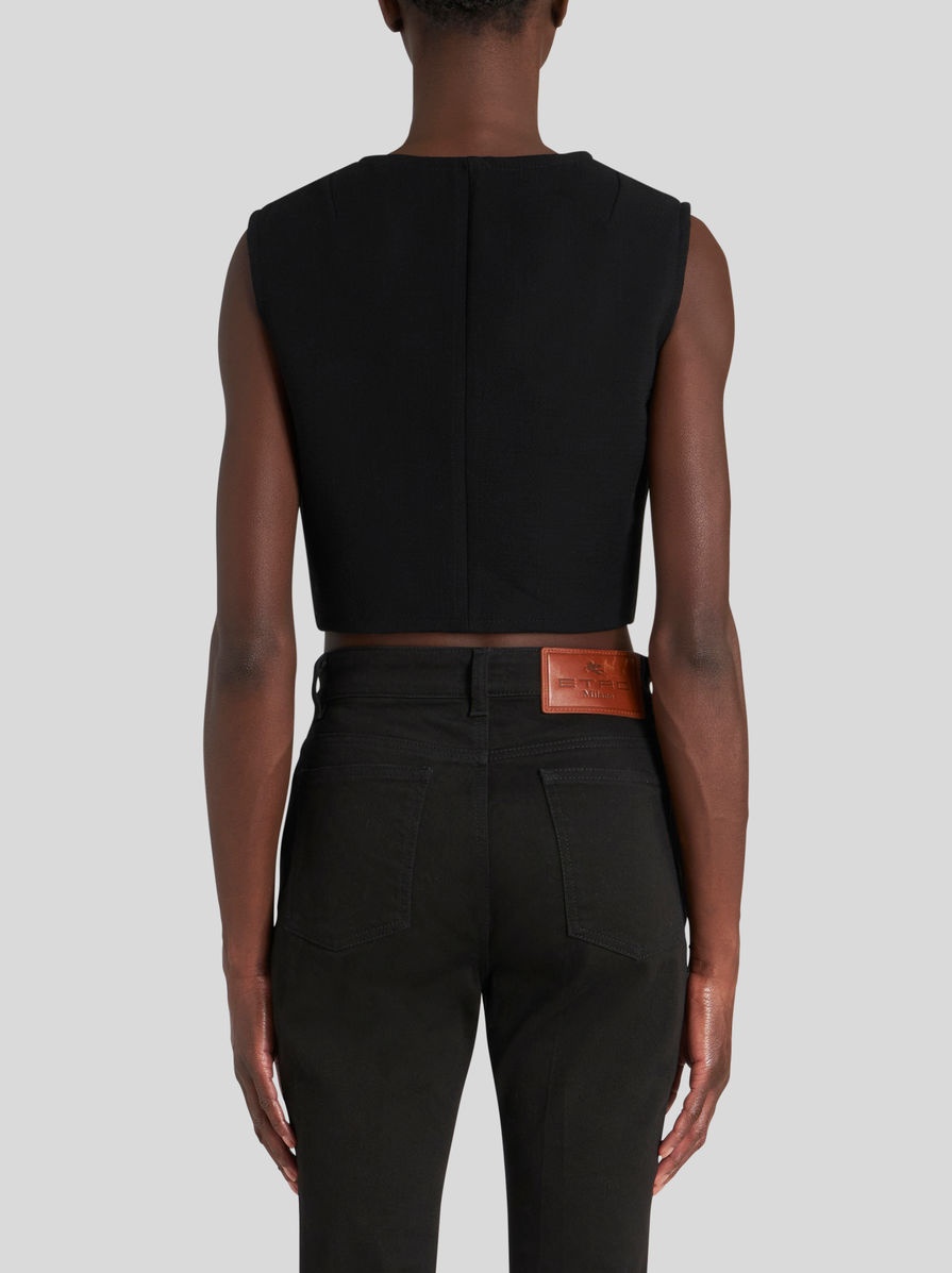 CROPPED WAISTCOAT WITH FOLIAGE EMBROIDERY - 4