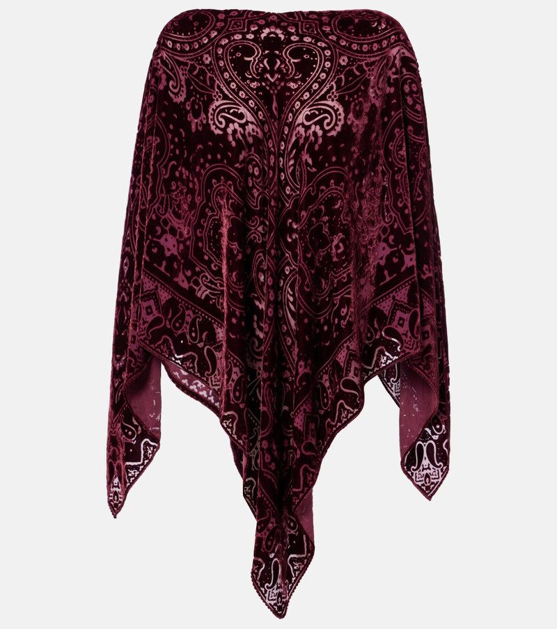 Paisley silk-blend velvet poncho 1