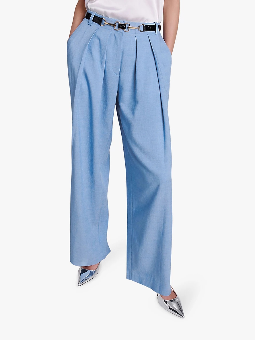 Wide-leg high-rise stretch-woven trousers - 5