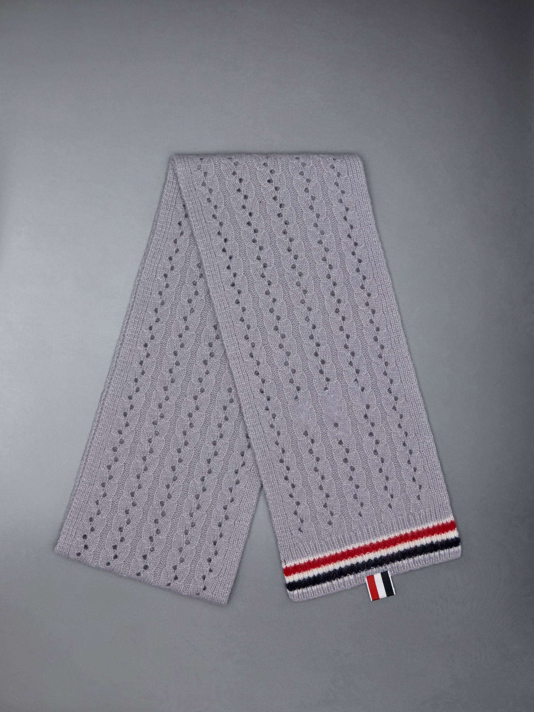 Wool Silk Cashmere Pointelle Cable Scarf - 2