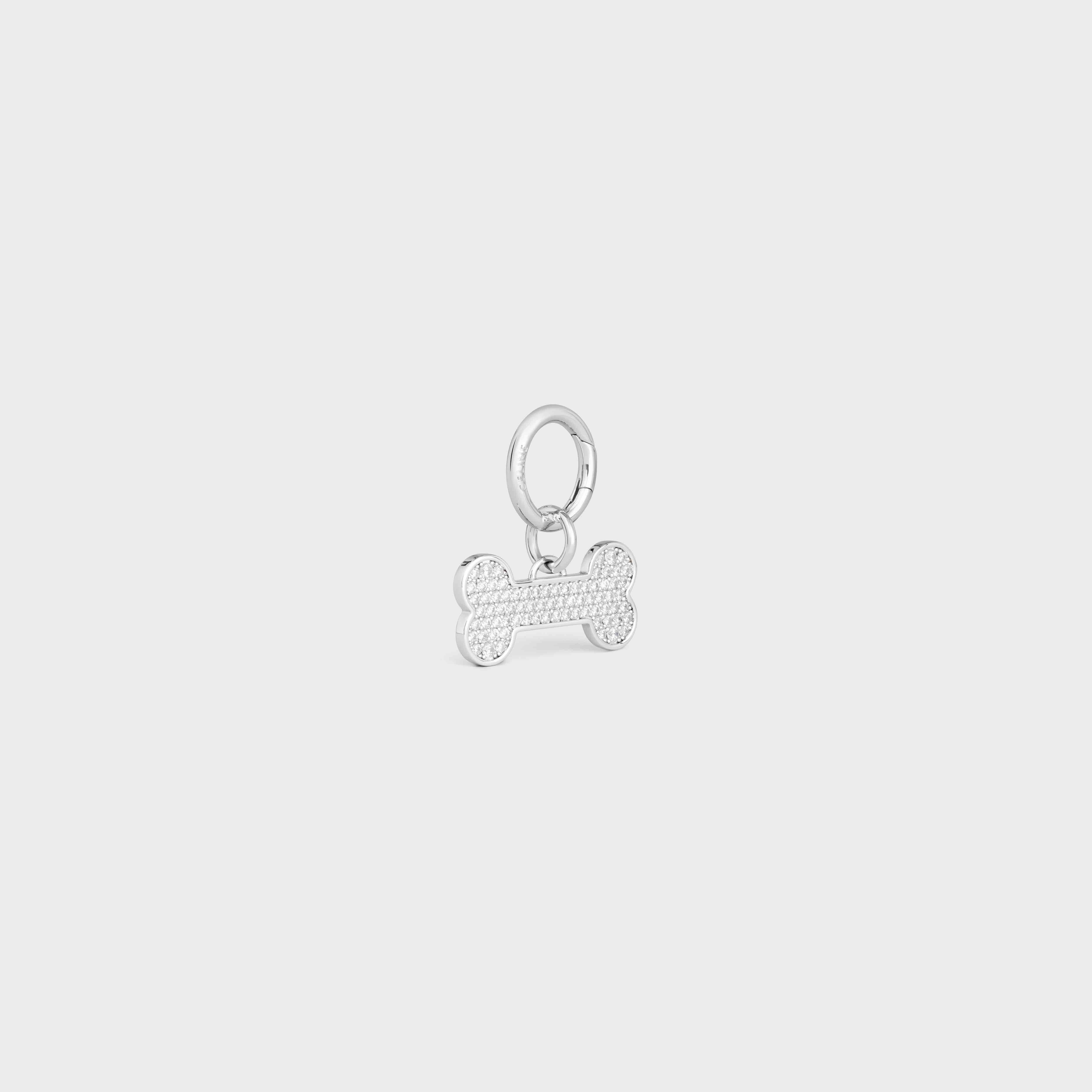 Bone strass dog medal in brass - 2