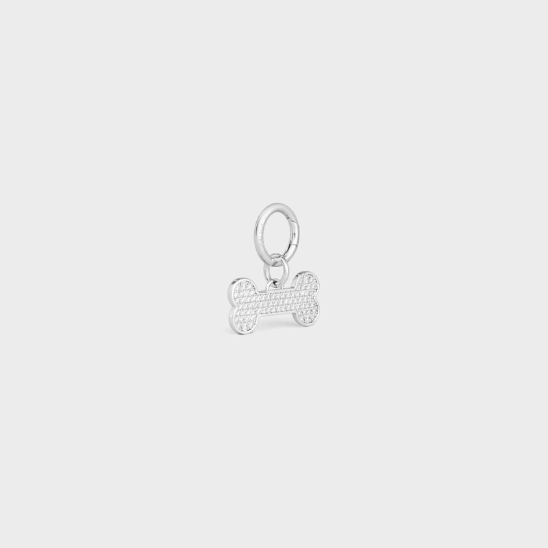 CELINE Bone strass dog medal in brass outlook