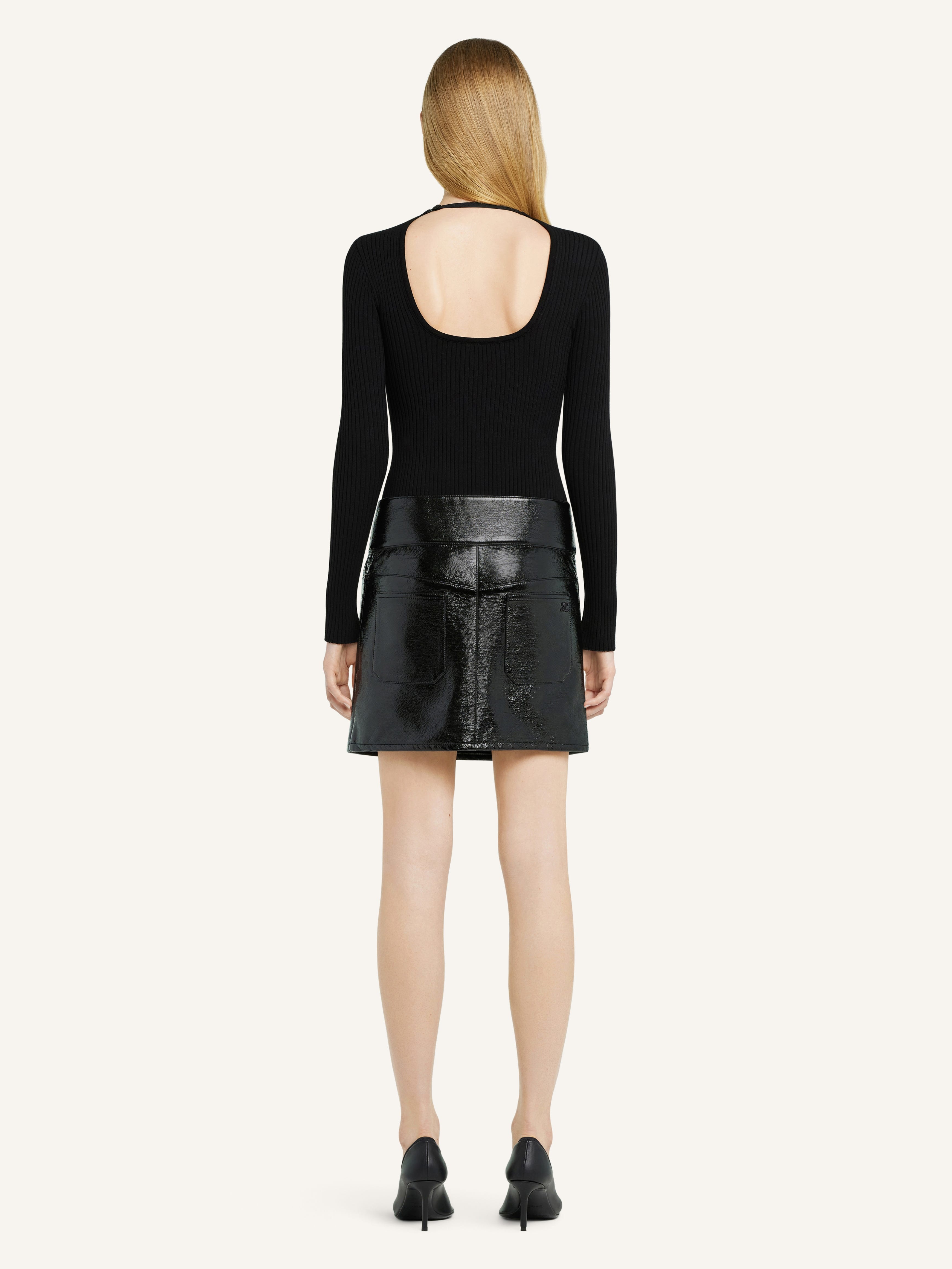 BELTED VINYL MINI SKIRT - 4