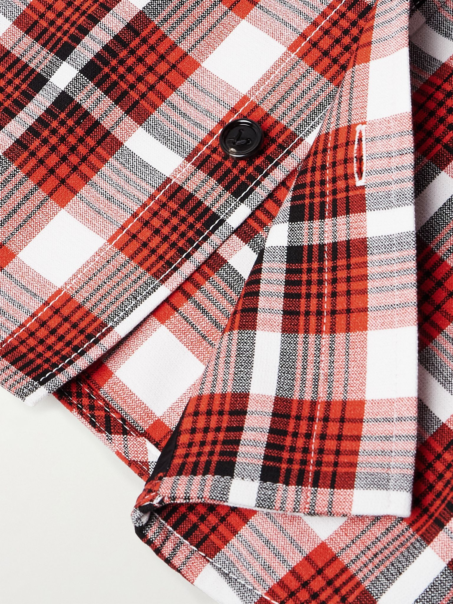 Checked Woven Overshirt Tomato red - 5