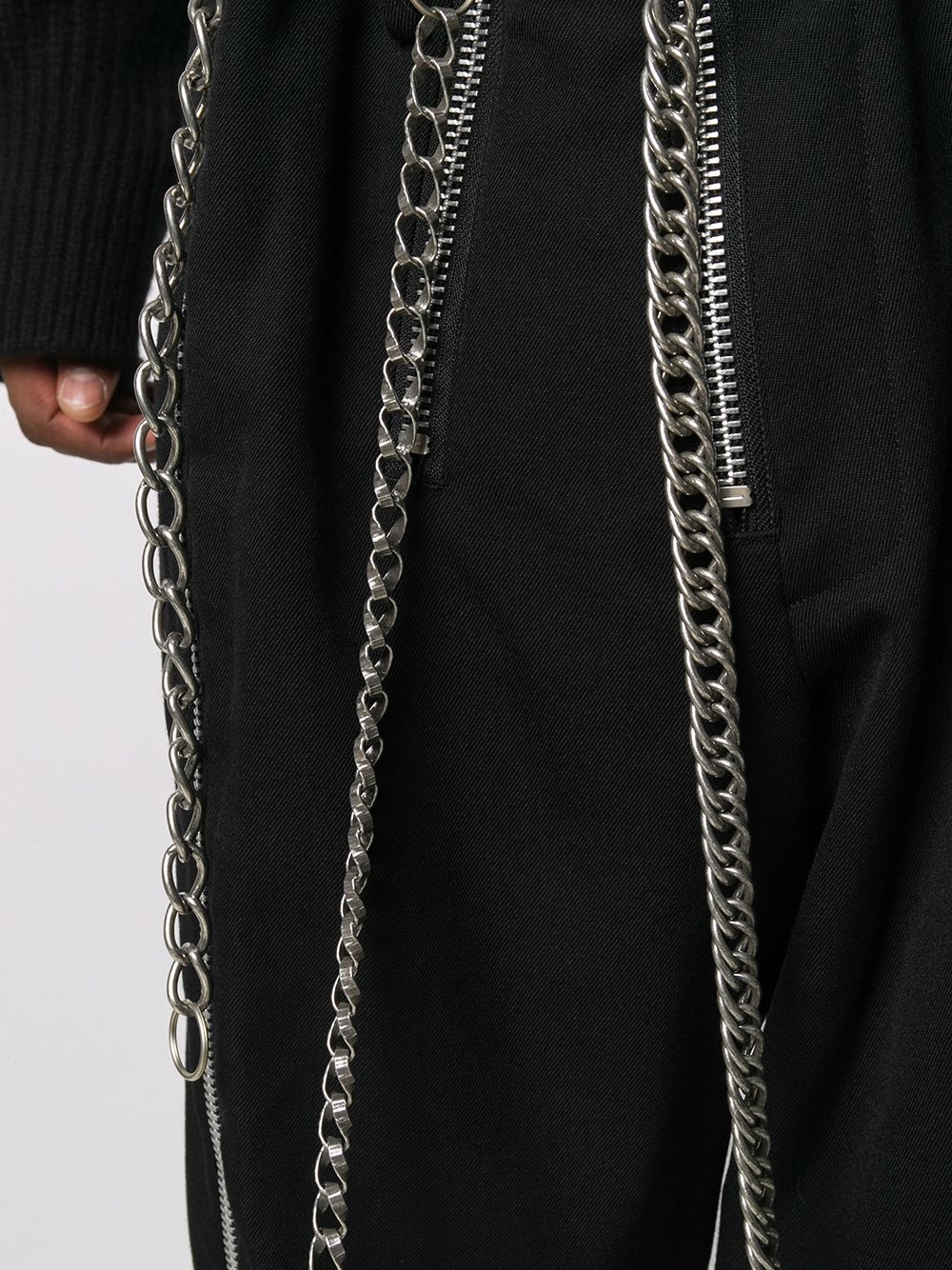 chain-detail straight leg trousers - 5