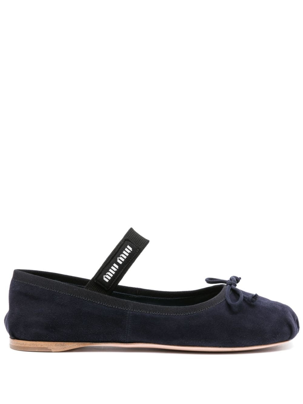 bow-detail suede ballerina shoes - 1