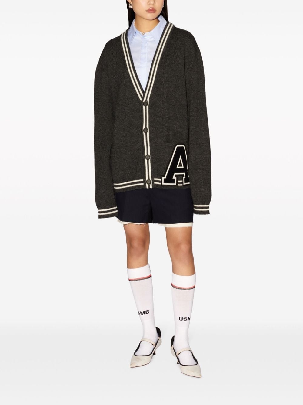 monogram-appliquÃ© wool cardigan - 3