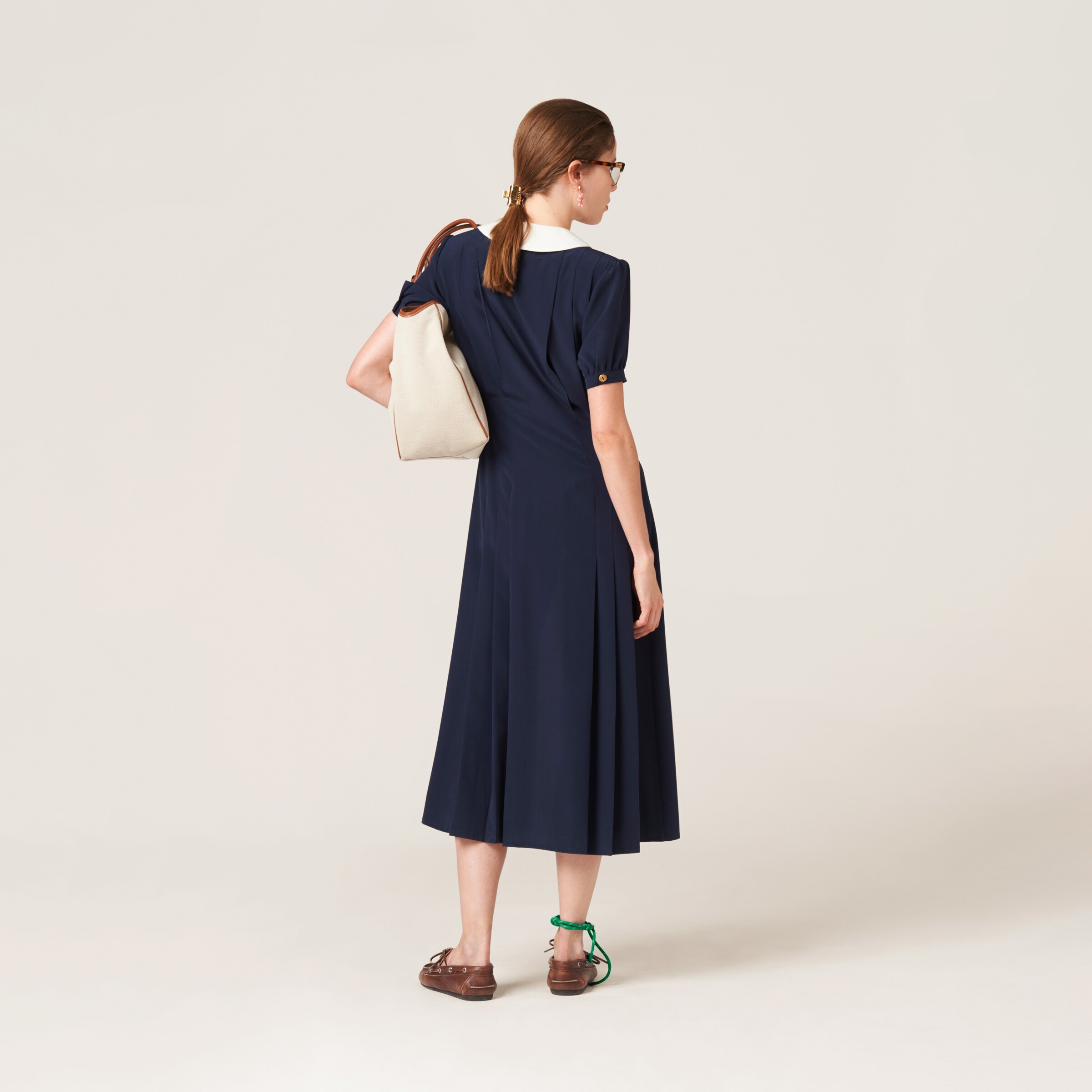 Pleated marocain midi-dress - 3