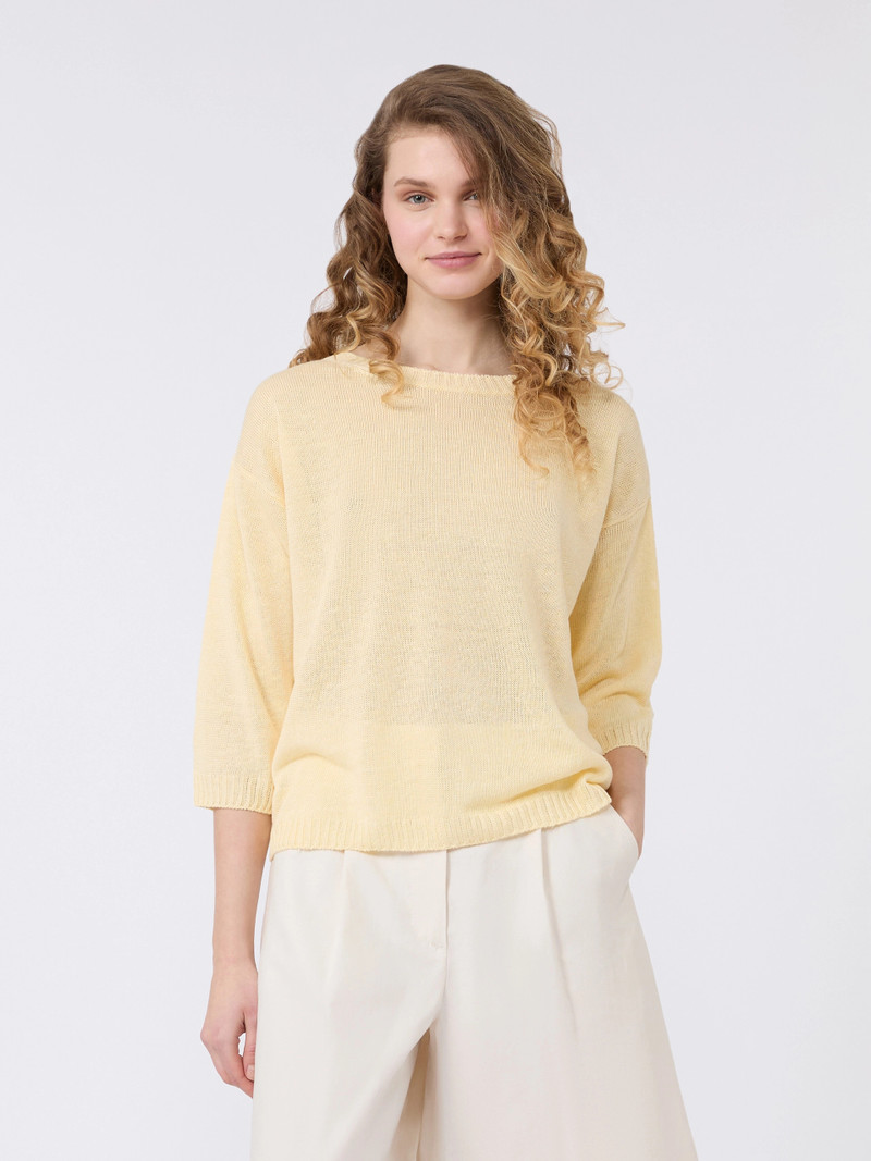 CANNONE Linen yarn oversize jumper - LIGHT YELLOW 3