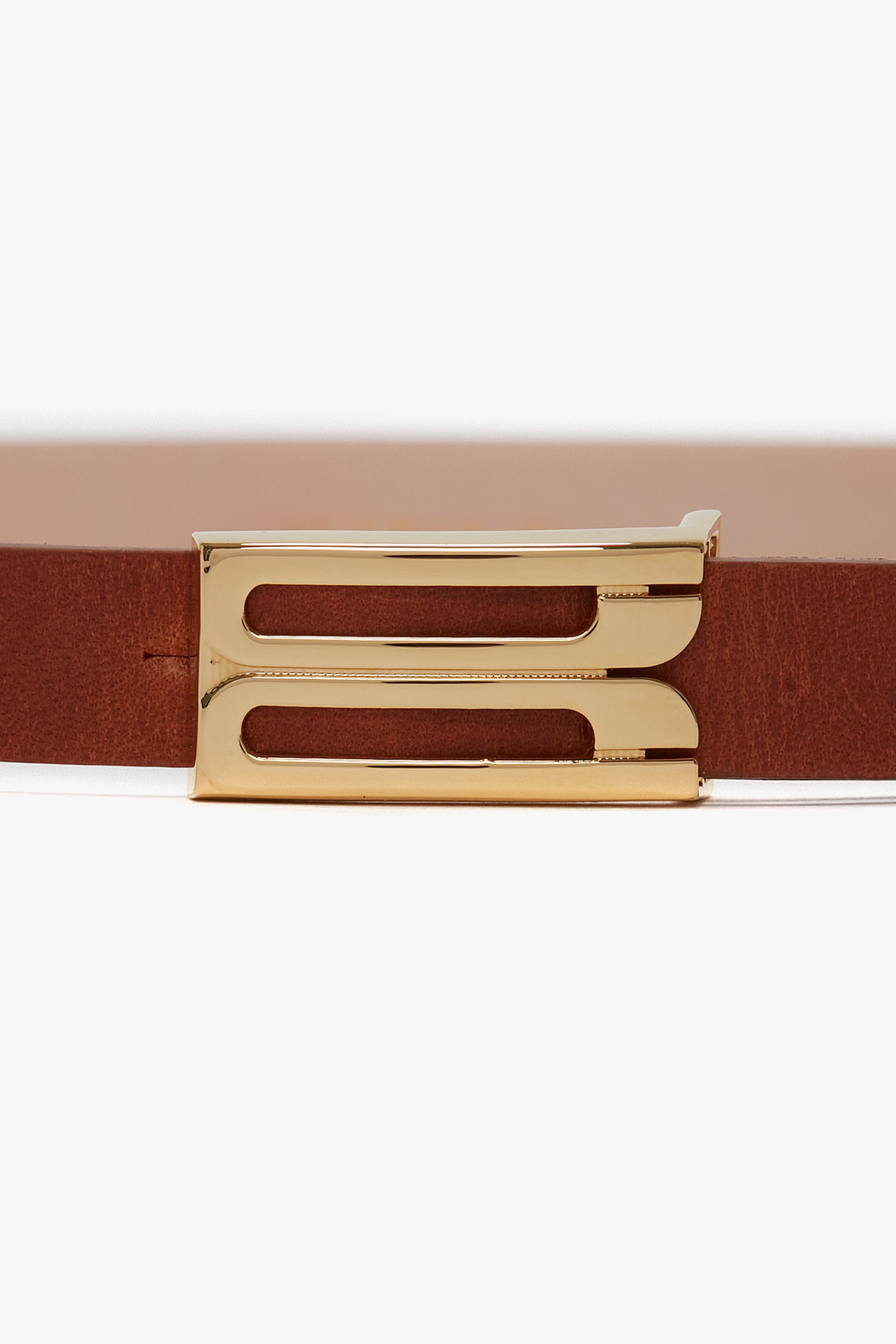 Exclusive Micro Frame Belt In Tan Leather - 3