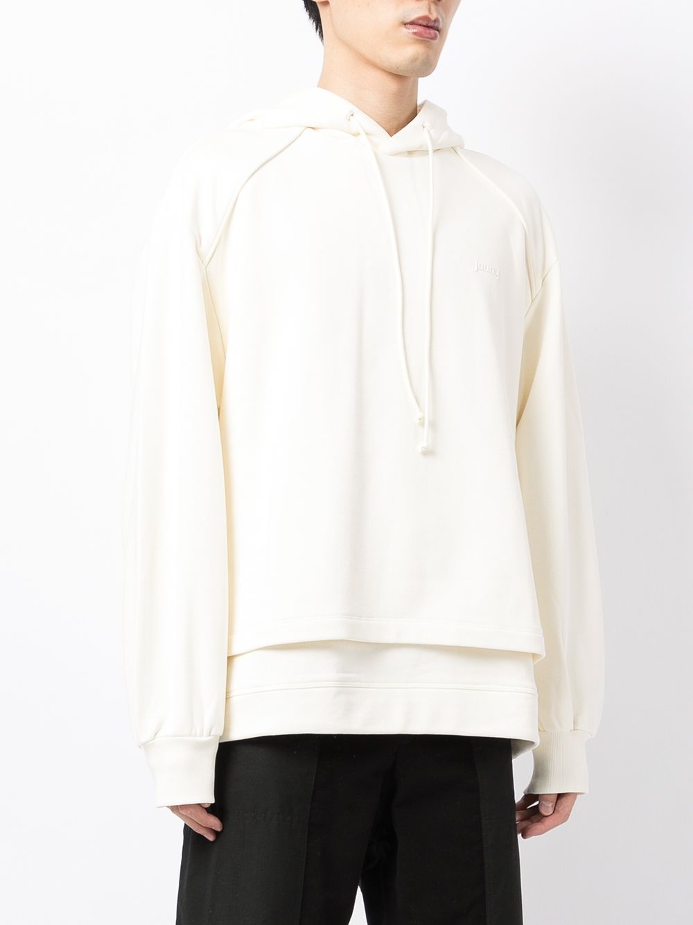 layered cotton hoodie - 3