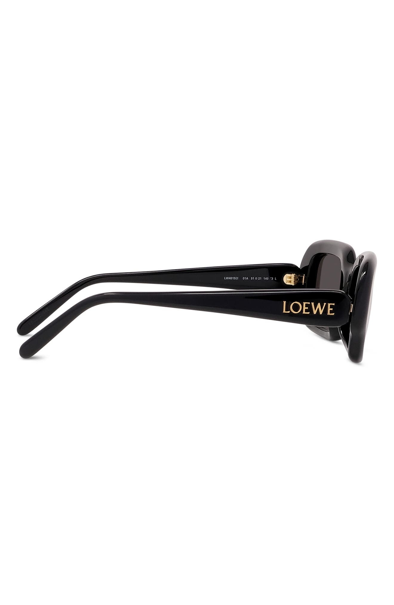Loewe 51mm Rectangular Sunglasses in Shiny Black /Smoke at Nordstrom - 5