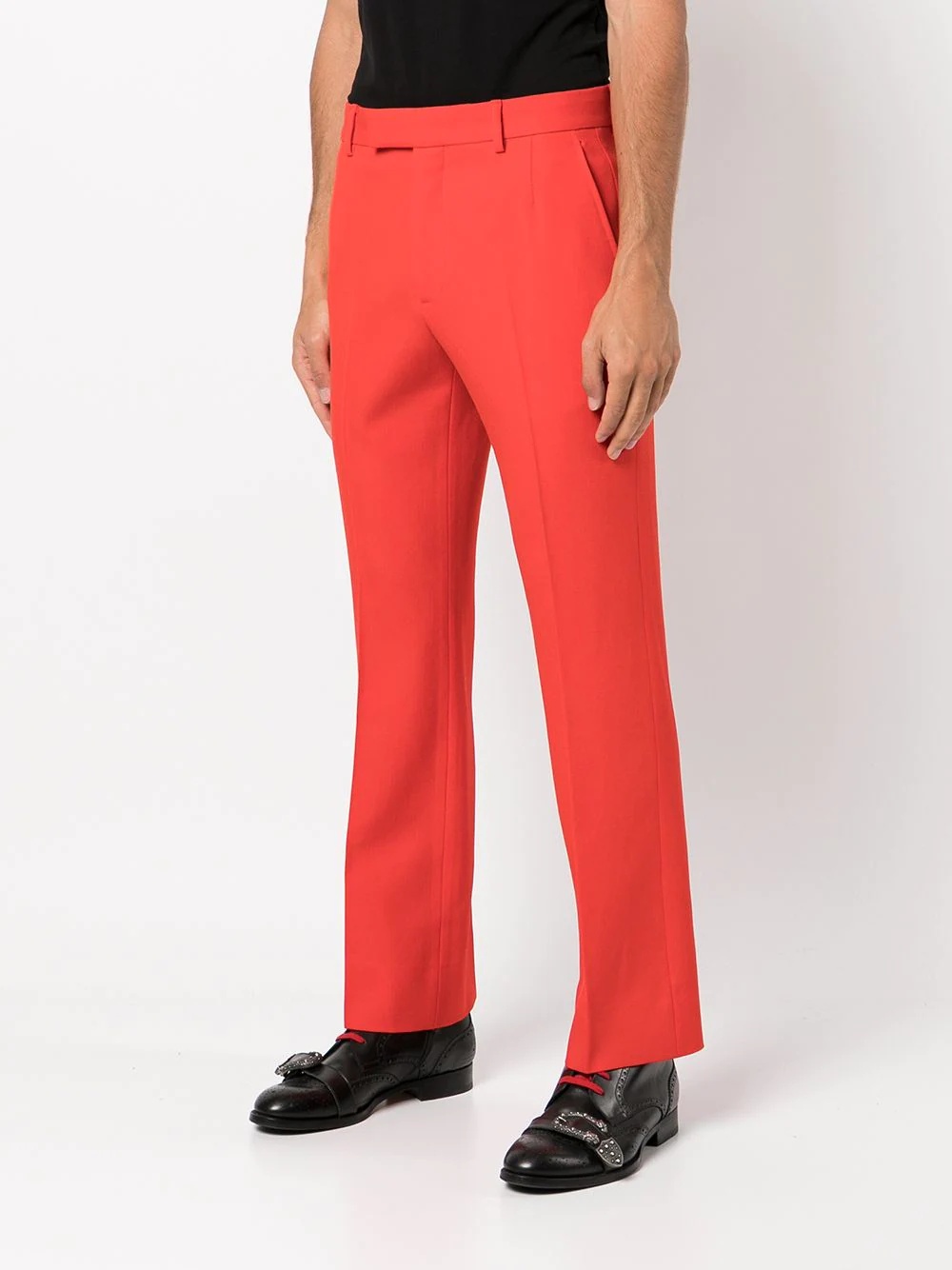 wool straight-leg trousers - 3